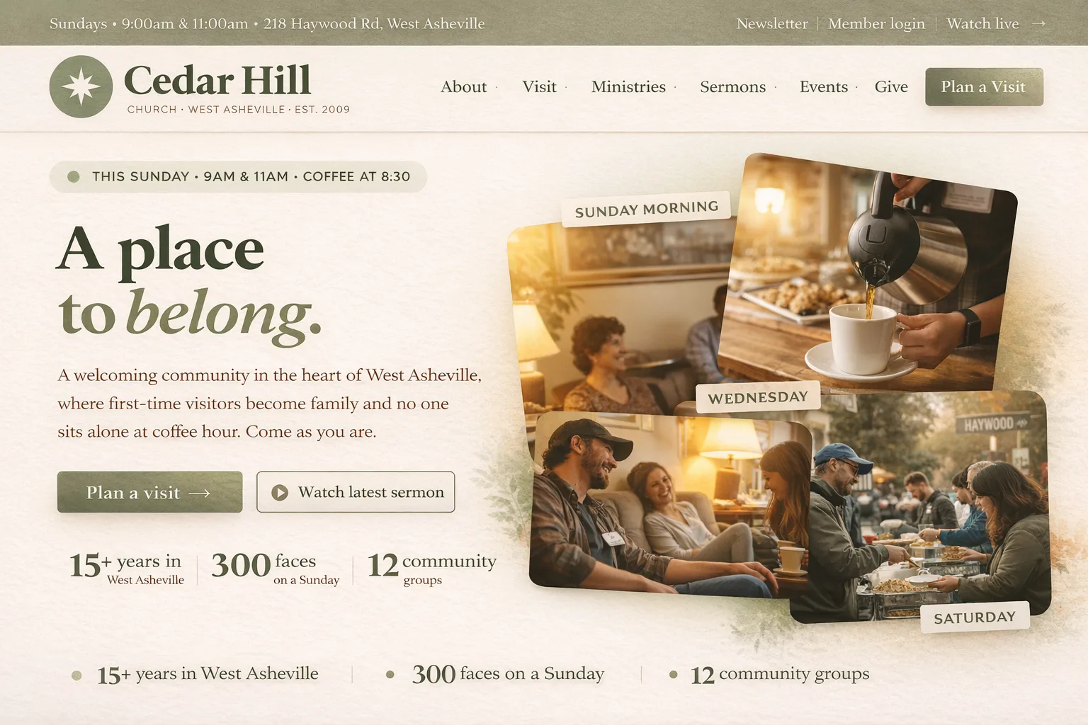 Cedar Hill Church concept site hero