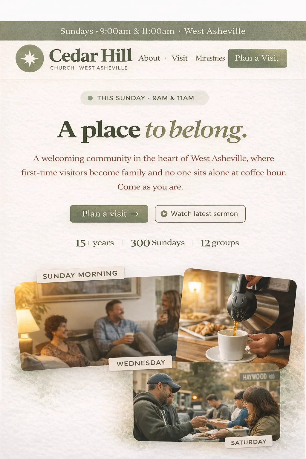 Cedar Hill Church concept site on iPad